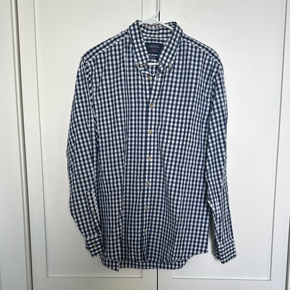 Charles Tyrwhitt Blue and White Checkered Shirt